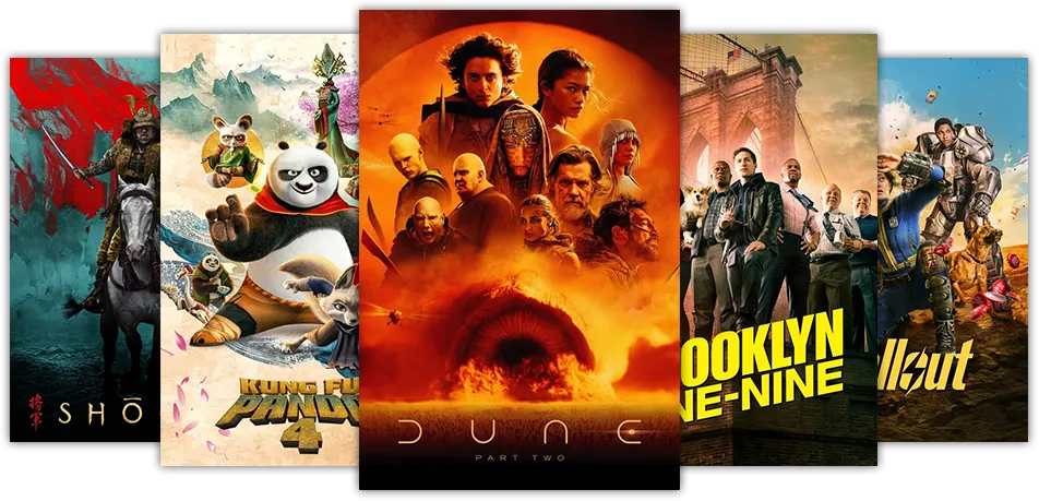 Panneaux de films et séries à la demande disponibles avec l'abonnement Mon Abonnement IPTV